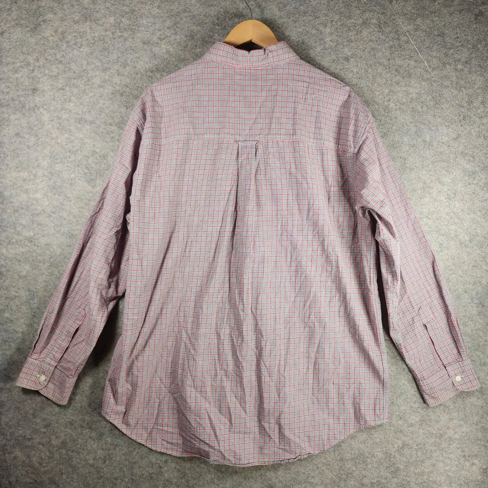 VTG Chaps Ralph Lauren Men Plaid Button Down Shirt Red Blue White Size XL Casual